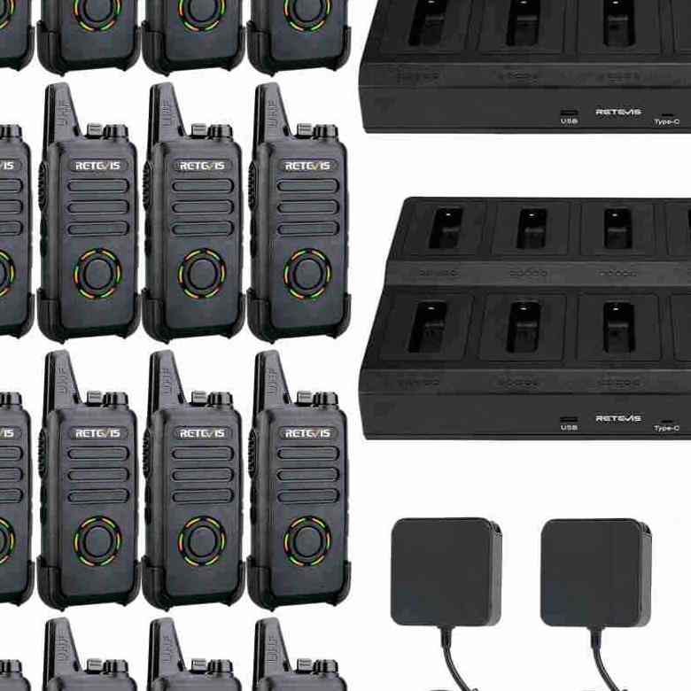 Retevis RT22S FRS Radio 20 Packs with 2 Ten-Way Chargers | License-Free | USB-C Charging | 1000mAh Battery | Channel Display | Lightweight | VOX