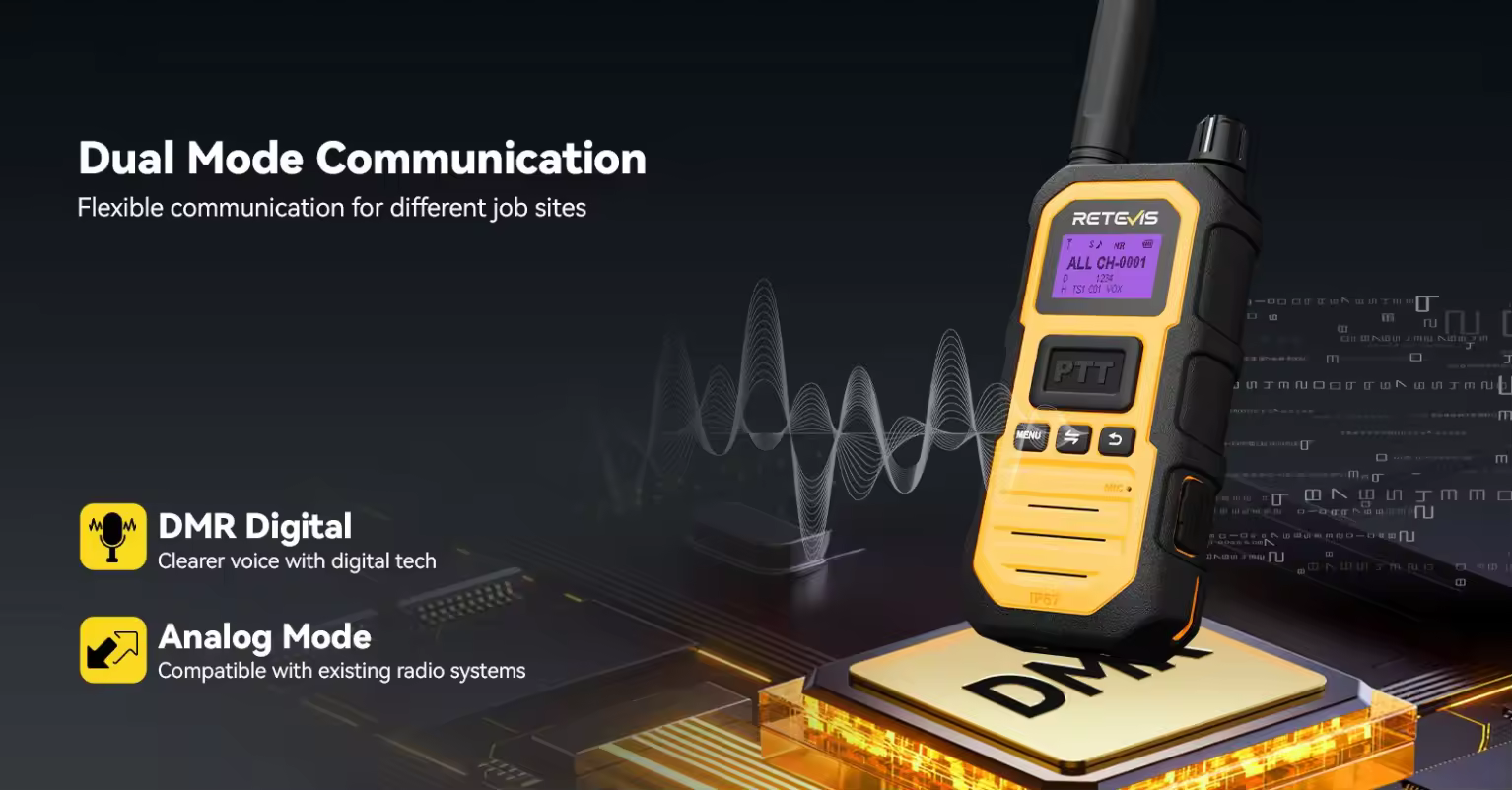 Retevis RB48D DMR digital walkie talkie with analog mode and IP67 waterproof design