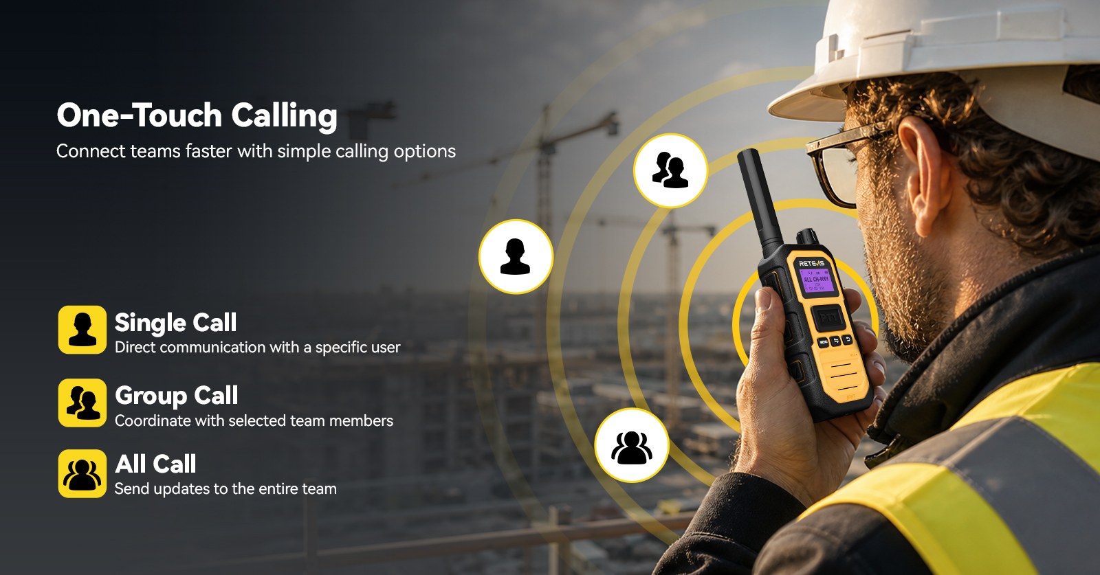 Retevis RB48D DMR walkie talkie supporting single call, group call and all call modes