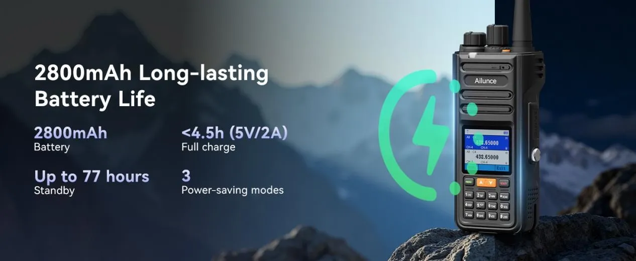 Retevis Ailunce HA2 with 2800mAh removable high-capacity battery