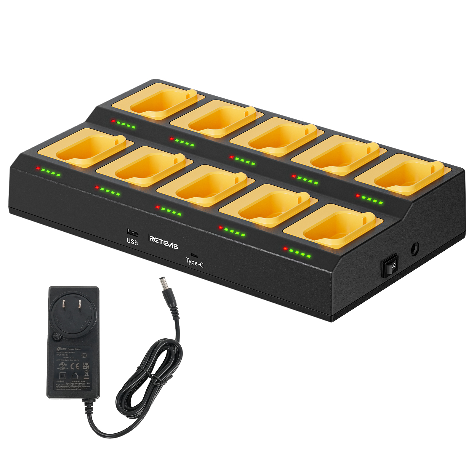 Retevis RTC48T Ten-way Charger for RB48 and RB648 Series Walkie Talkie